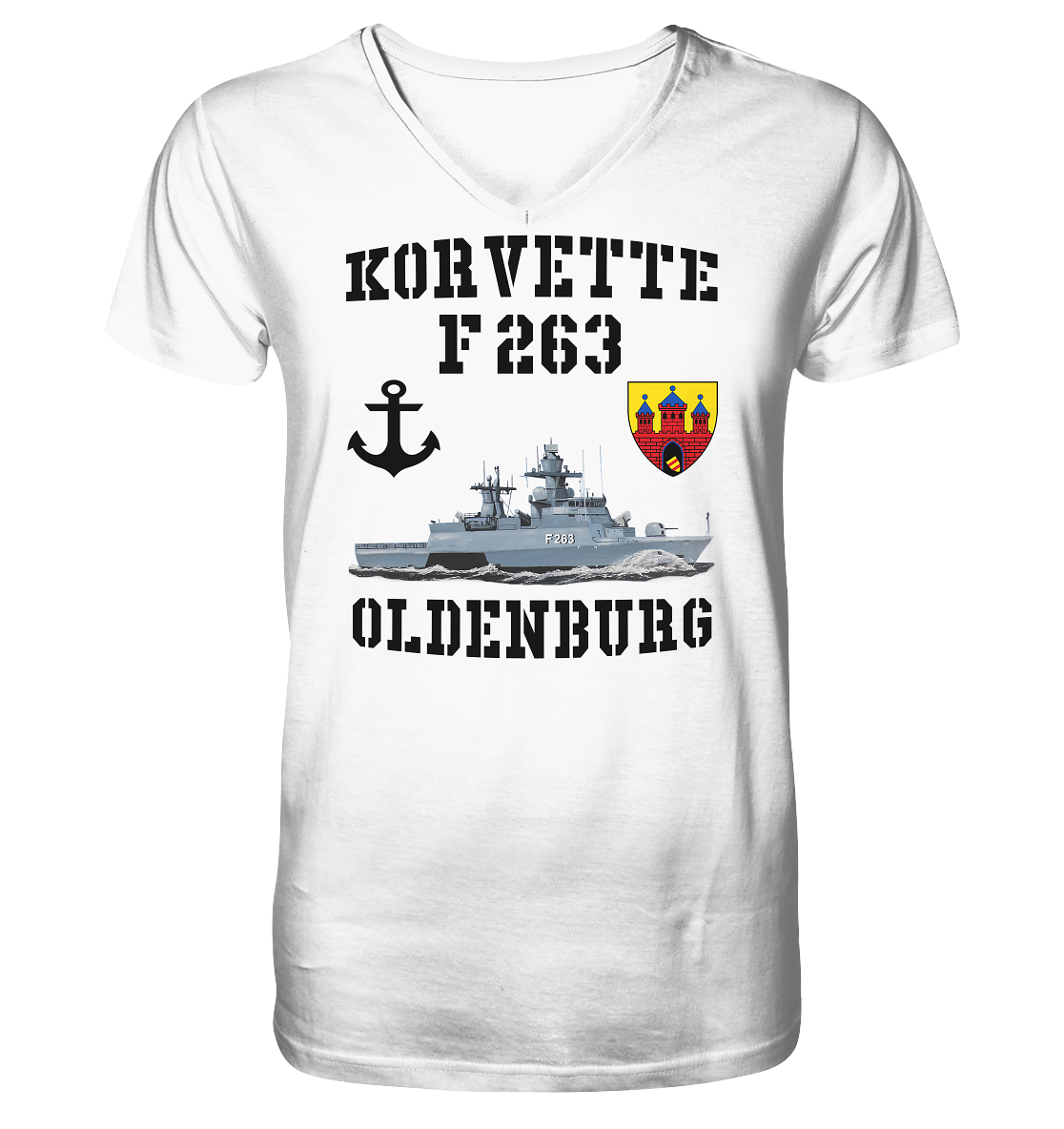 Korvette F263 OLDENBURG Anker - Mens Organic V-Neck Shirt