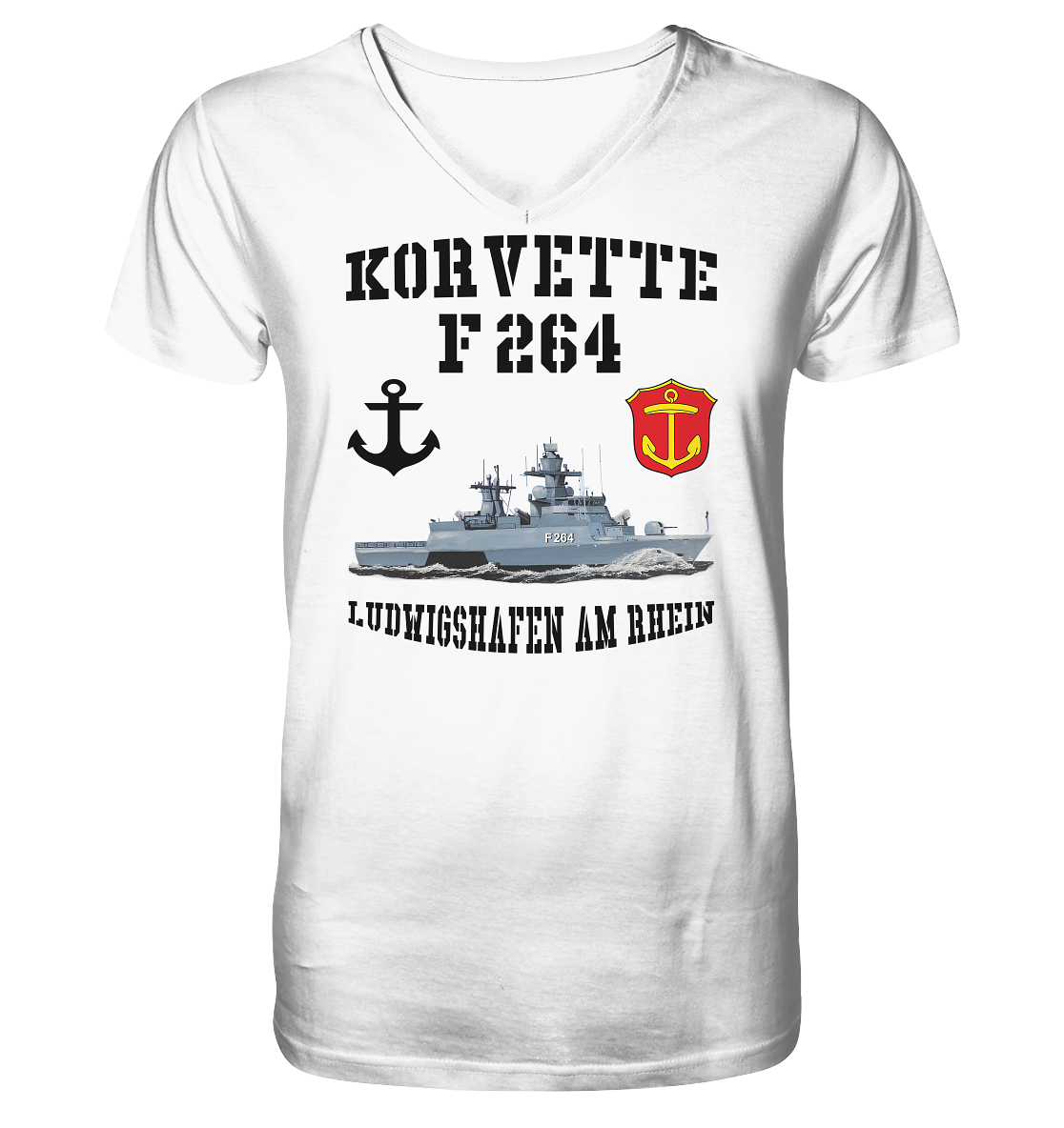 Korvette F264 LUDWIGSHAFEN AM RHEIN Anker - Mens Organic V-Neck Shirt