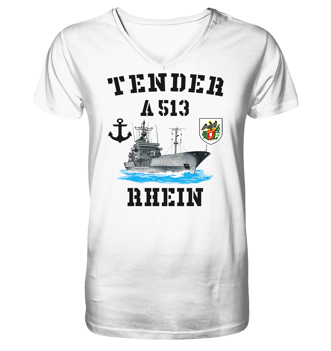Tender A513 RHEIN Anker - Mens Organic V-Neck Shirt
