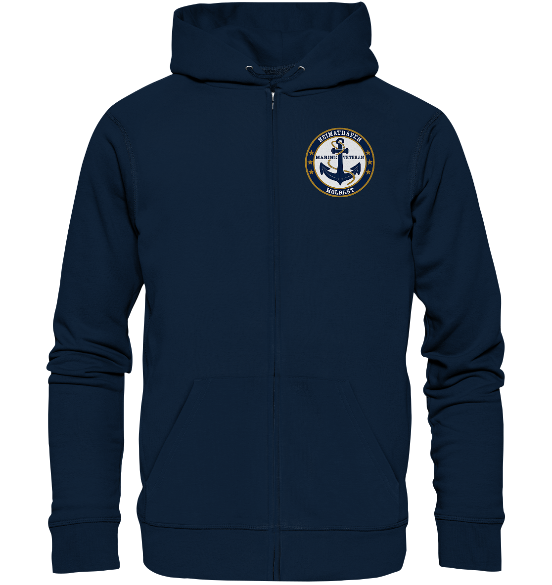 Marine Veteran Heimathafen WOLGAST Brustlogo - Organic Kapuzenjacke