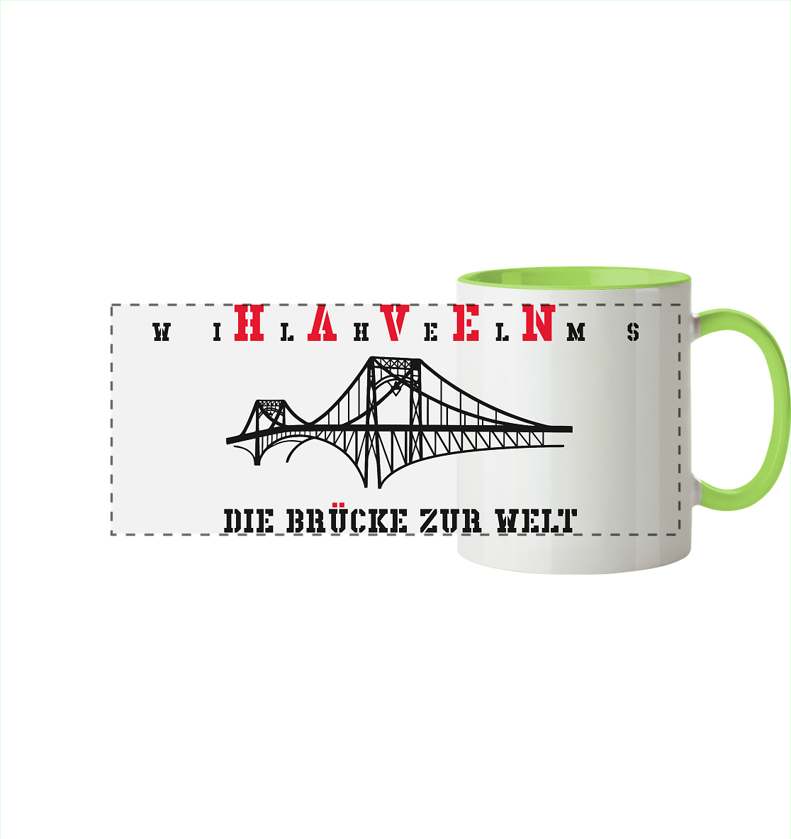 WILHELMSHAVEN - Die Brücke zur Welt - Panorama Tasse zweifarbig