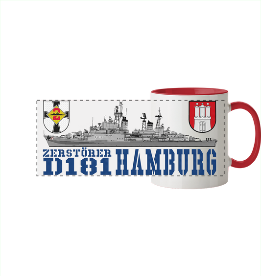 Zerstörer D181 HAMBURG  - Panorama Tasse zweifarbig