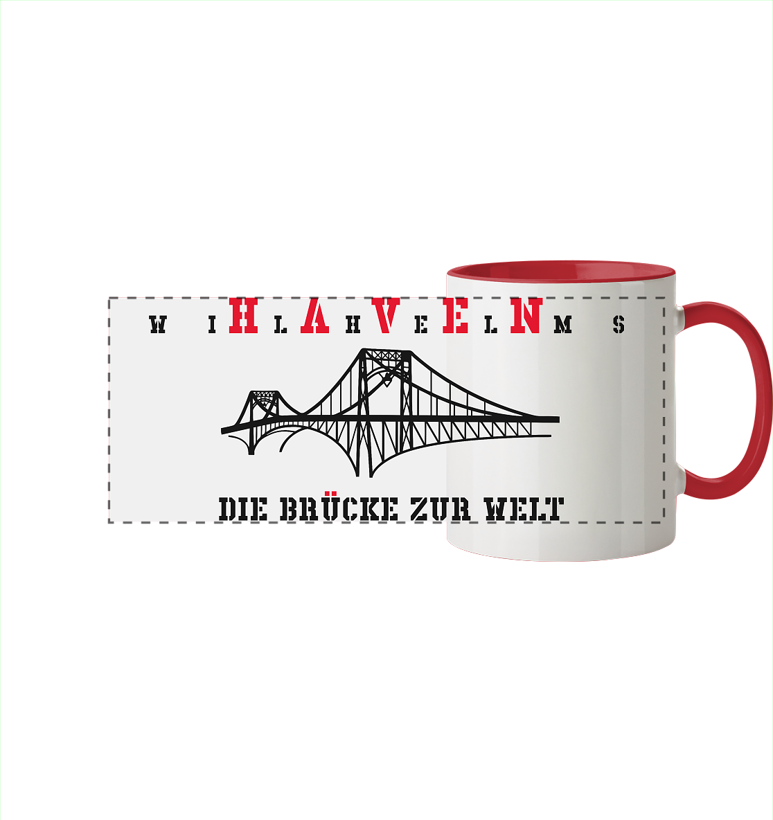 WILHELMSHAVEN - Die Brücke zur Welt - Panorama Tasse zweifarbig