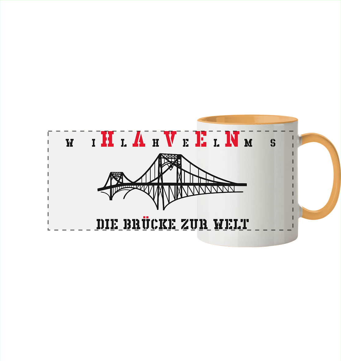 WILHELMSHAVEN - Die Brücke zur Welt - Panorama Tasse zweifarbig