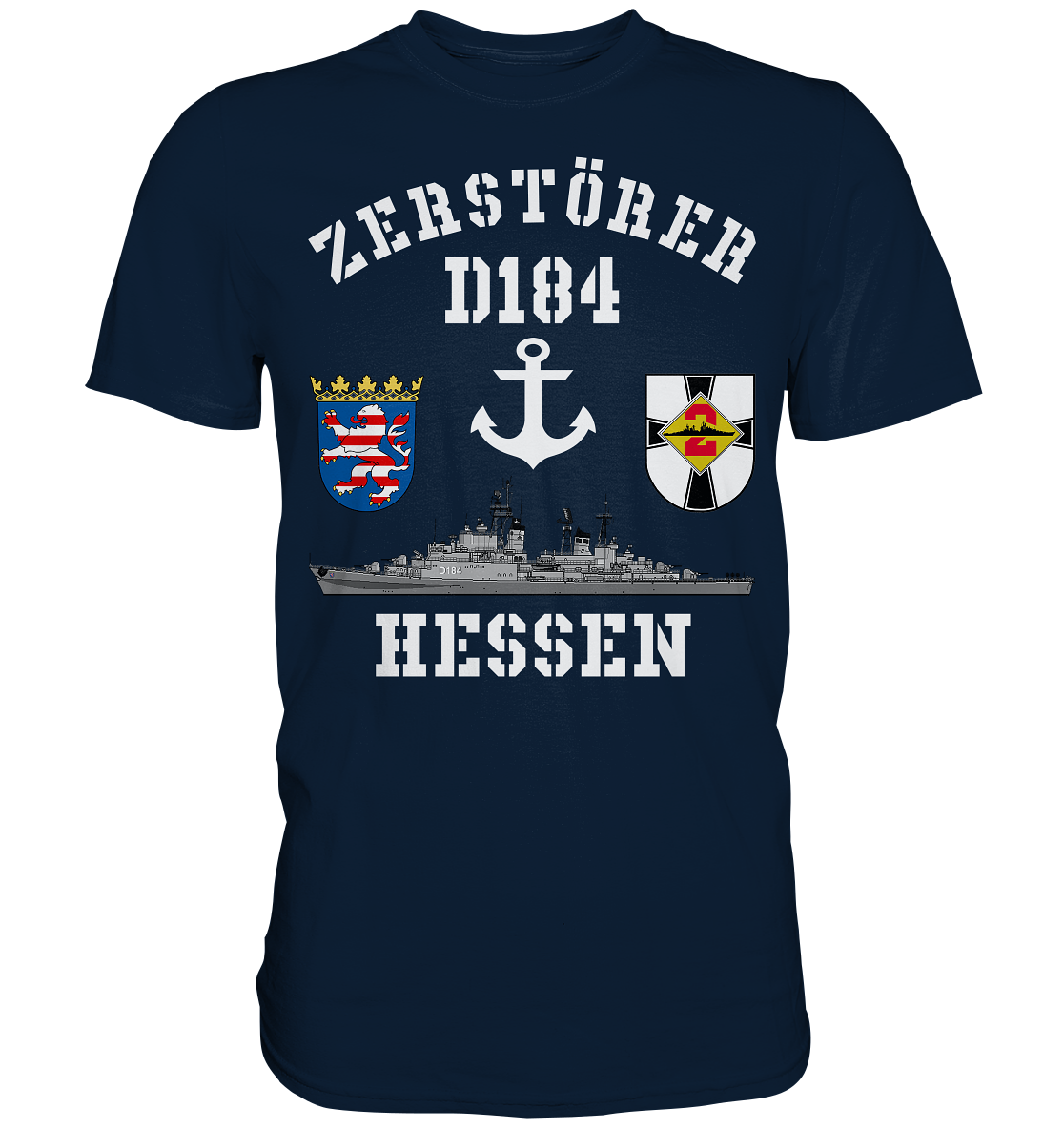 Zerstörer D184 HESSEN - 2. Zerstörergeschwader beidseitig bedruckt - Premium Shirt