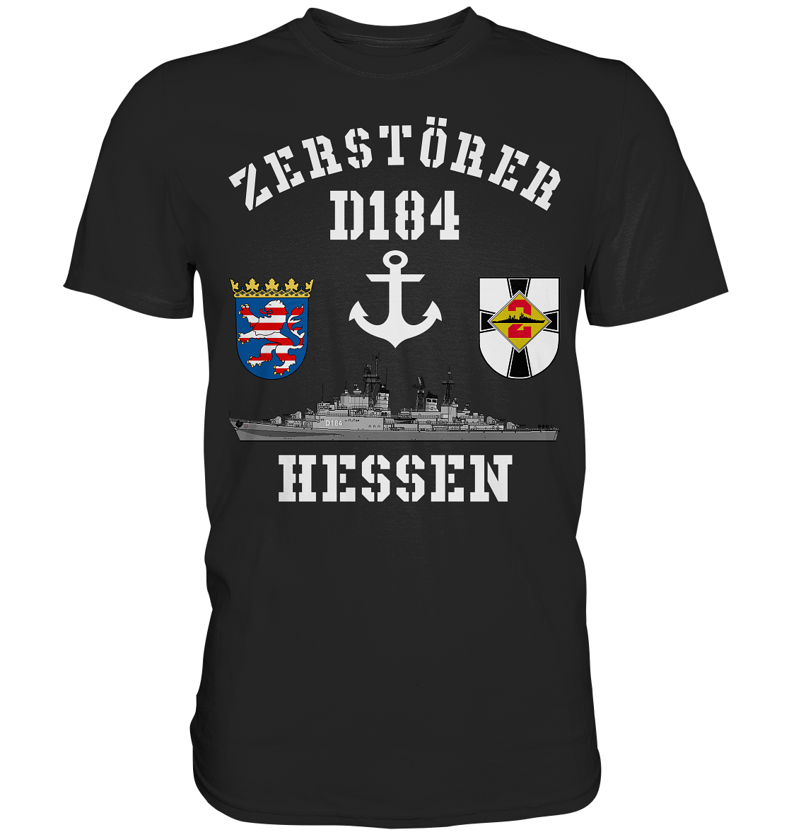 Zerstörer D184 HESSEN - 2. Zerstörergeschwader beidseitig bedruckt - Premium Shirt