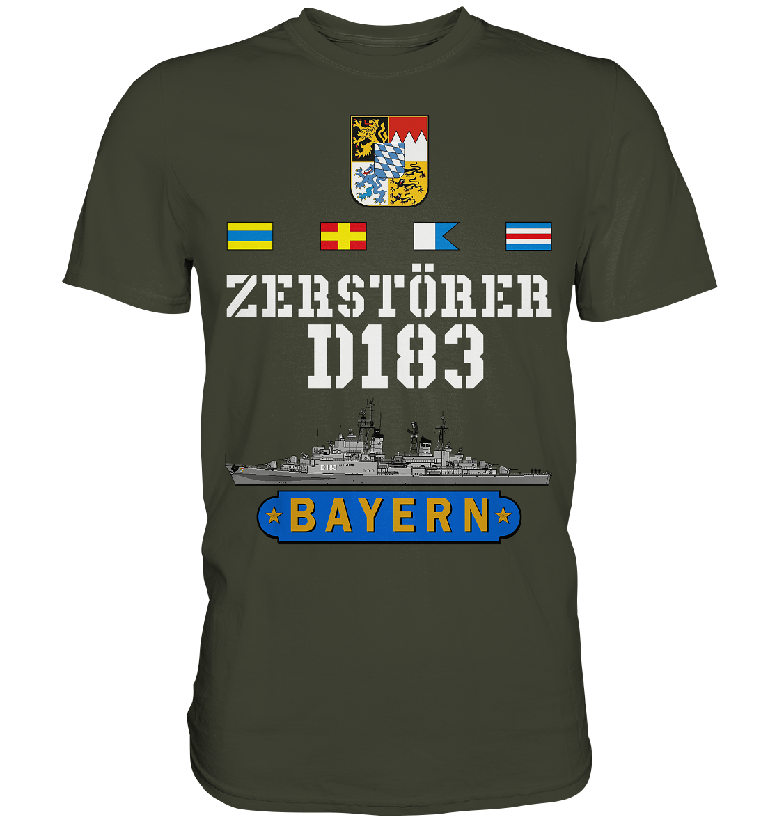 Zerstörer D183 BAYERN Wappen Marine Veteran  - Premium Shirt