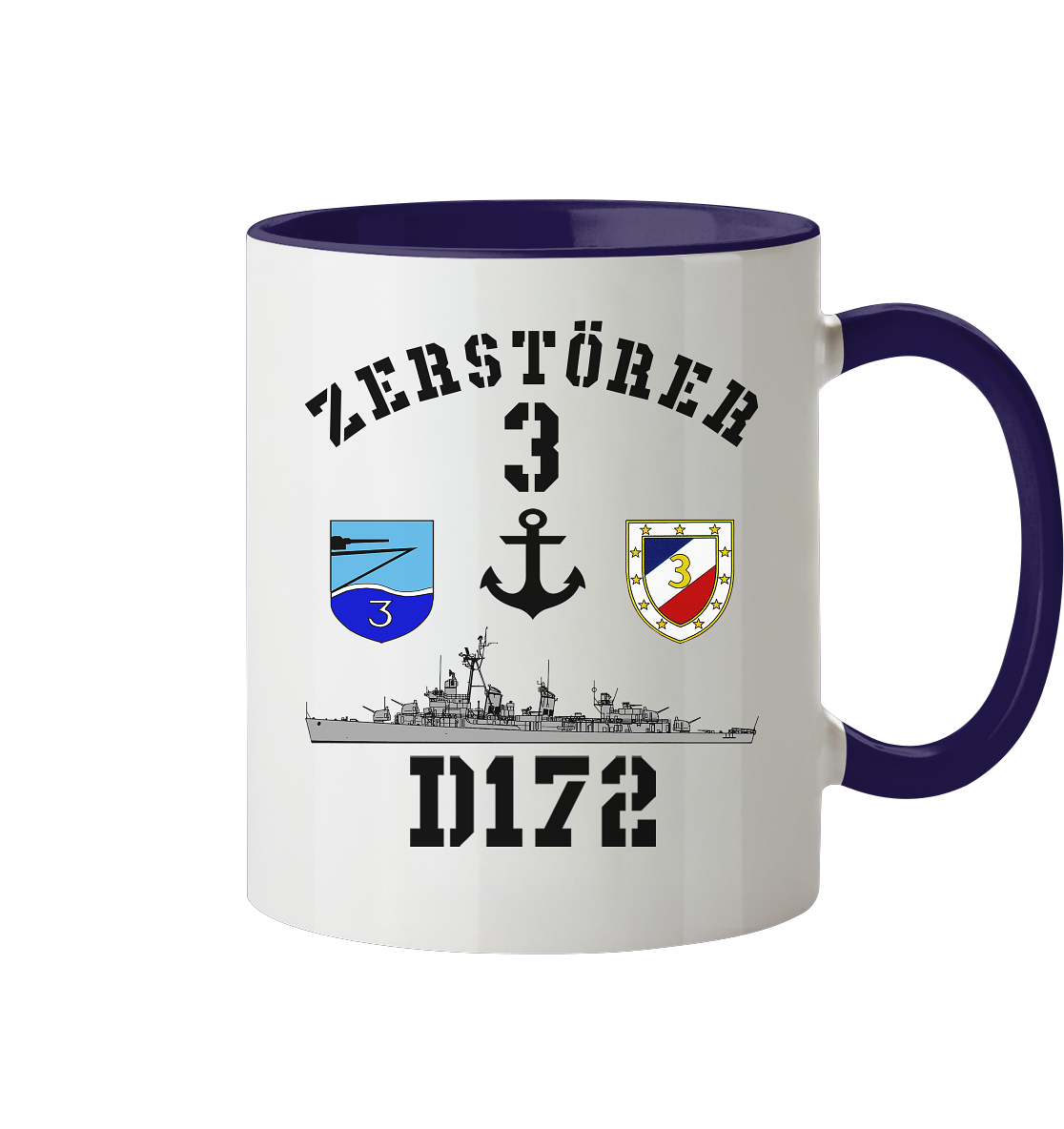 D172 ZERSTÖRER 3 Anker  - Tasse zweifarbig