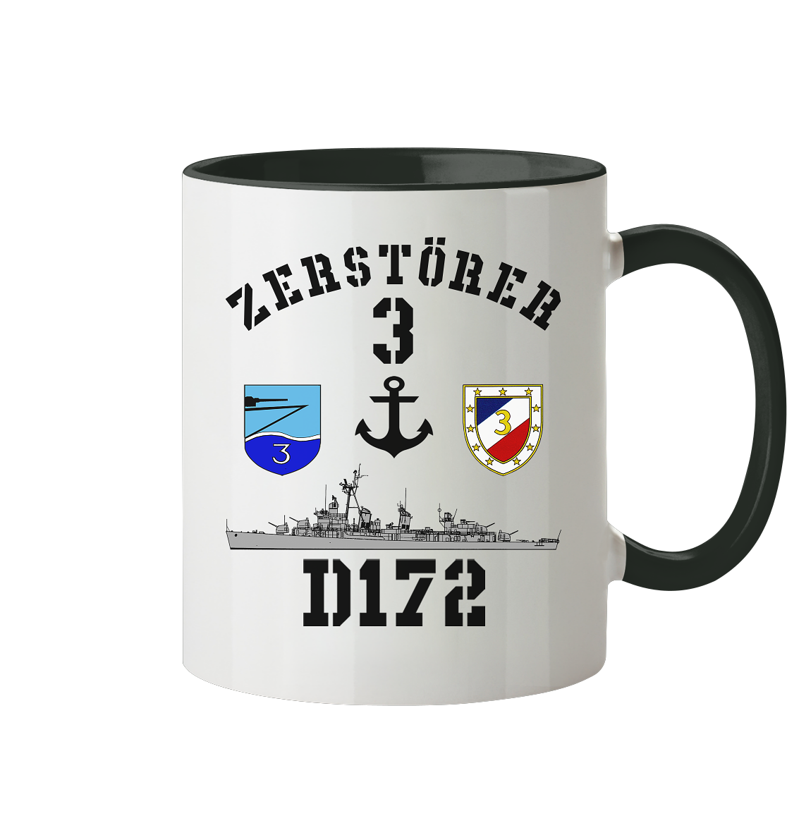 D172 ZERSTÖRER 3 Anker  - Tasse zweifarbig