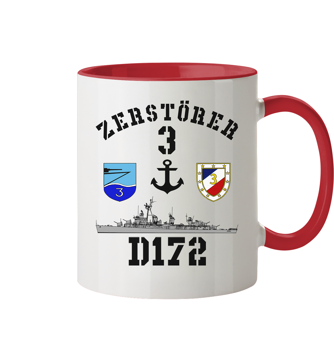 D172 ZERSTÖRER 3 Anker  - Tasse zweifarbig